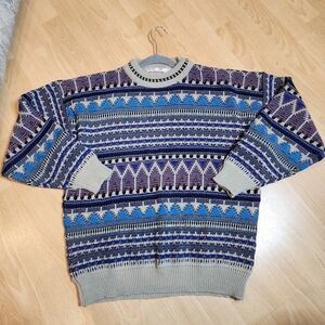 Vintage McGregor Knit‎ Crewneck Sweater Acrylic Mens Size Medium Blue Grey
